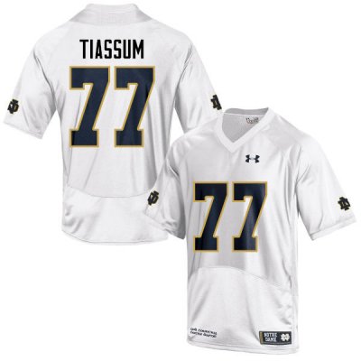 Notre Dame Fighting Irish Men's Brandon Tiassum #77 White Under Armour Authentic Stitched College NCAA Football Jersey IMK4699HZ